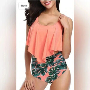 Summer Mae 2 Piece High Waist  Flounce Boy Shorts Floral Bikini Size XXL